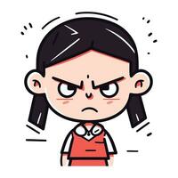 boos meisje gezicht uitdrukking schattig tekenfilm meisje vector illustratie