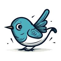 schattig tekenfilm blauw vogel. vector illustratie geïsoleerd Aan wit achtergrond.