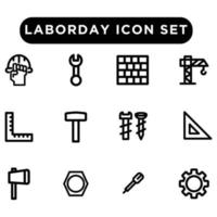 dag van de arbeid icon set overzicht stijl vector