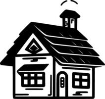 huis - zwart en wit geïsoleerd icoon - vector illustratie