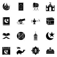 ramadan kareem icon set solide stijl voor uw ontwerpelement vector