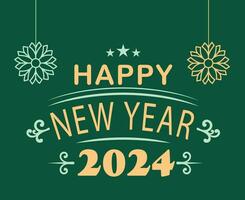 2024 gelukkig nieuw jaar vakantie abstract bruin en groen ontwerp vector logo symbool illustratie met groen achtergrond