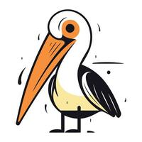 pelikaan vogel geïsoleerd Aan wit achtergrond. vector tekenfilm illustratie.