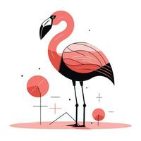 flamingo Aan een wit achtergrond. vector illustratie in vlak stijl.