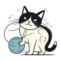 schattig tekenfilm kat met bal. vector illustratie voor uw ontwerp.