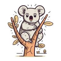 schattig koala zittend Aan een boom Afdeling. vector illustratie.