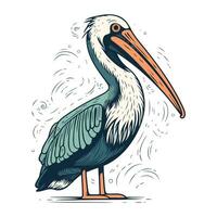 pelikaan geïsoleerd Aan wit achtergrond. vector hand- getrokken illustratie.