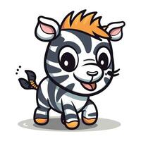 zebra tekenfilm karakter vector illustratie. schattig tekenfilm zebra geïsoleerd Aan wit achtergrond.