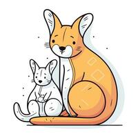 schattig kangoeroe en konijn tekenfilm vector illustratie grafisch ontwerp.