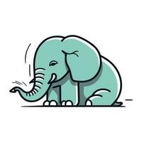 vector illustratie van een schattig olifant. tekenfilm dier. lijn kunst.