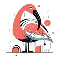 flamingo in de stad. vector illustratie in vlak stijl.