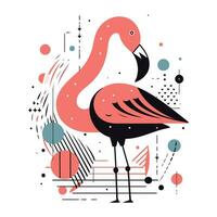 flamingo. hand- getrokken vector illustratie in vlak stijl Aan wit achtergrond.