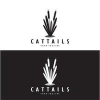 cattails of rivier- riet gras fabriek logo ontwerp, aquatisch planten, moeras, wild gras vector