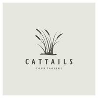 cattails of rivier- riet gras fabriek logo ontwerp, aquatisch planten, moeras, wild gras vector