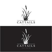 cattails of rivier- riet gras fabriek logo ontwerp, aquatisch planten, moeras, wild gras vector