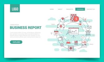 zakelijk rapportconcept met cirkelpictogram voor websitesjabloon vector