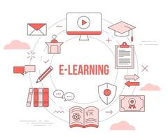 e-learning concept video tutorial vector