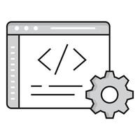 icoon beeltenis een webpagina met programmering lijnen en labels, illustreren web ontwikkeling, codering, en html bron code. vector