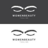 wimper logo, vrouwen oog schoonheid salon gemakkelijk ontwerp met lijn model, vector sjabloon icoon