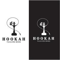 wijnoogst hookah, shisha of water pijp logo silhouet voor club, bar, café, damp en winkel. vector