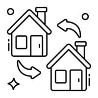 een lijn ontwerp icoon van huis uitwisseling vector
