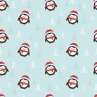 Kerstmis naadloos patroon met pinguïns. afdrukken voor omhulsel papier, patroon vult, winter hartelijk groeten, web bladzijde achtergrond vector