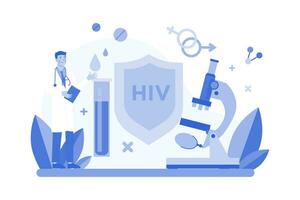 medisch arbeiders met hiv test buizen zijn onderzoeken Aan AIDS bloed vector