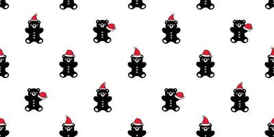 beer naadloos patroon Kerstmis vector polair beer de kerstman claus hoed teddy sjaal geïsoleerd tekenfilm herhaling achtergrond tegel behang illustratie ontwerp