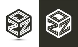 qzz brief logo ontwerp met illustrator kubus logo, vector logo modern alfabet doopvont overlappen stijl.