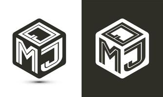 qmj brief logo ontwerp met illustrator kubus logo, vector logo modern alfabet doopvont overlappen stijl.