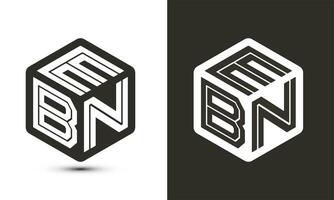 ebn brief logo ontwerp met illustrator kubus logo, vector logo modern alfabet doopvont overlappen stijl.