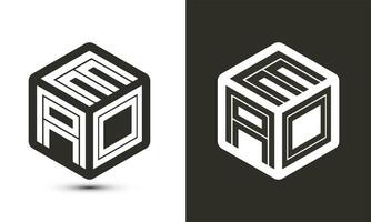 eao brief logo ontwerp met illustrator kubus logo, vector logo modern alfabet doopvont overlappen stijl.