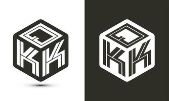qkk brief logo ontwerp met illustrator kubus logo, vector logo modern alfabet doopvont overlappen stijl.