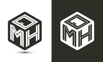 qmh brief logo ontwerp met illustrator kubus logo, vector logo modern alfabet doopvont overlappen stijl.