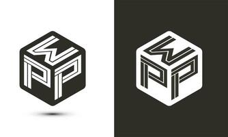 wpp brief logo ontwerp met illustrator kubus logo, vector logo modern alfabet doopvont overlappen stijl.