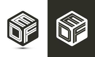 edf brief logo ontwerp met illustrator kubus logo, vector logo modern alfabet doopvont overlappen stijl.