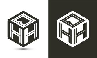 qhh brief logo ontwerp met illustrator kubus logo, vector logo modern alfabet doopvont overlappen stijl.