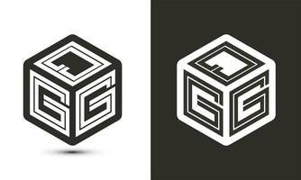 qgg brief logo ontwerp met illustrator kubus logo, vector logo modern alfabet doopvont overlappen stijl.