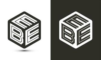 ebe brief logo ontwerp met illustrator kubus logo, vector logo modern alfabet doopvont overlappen stijl.