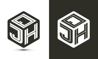 qjh brief logo ontwerp met illustrator kubus logo, vector logo modern alfabet doopvont overlappen stijl.