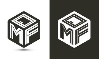 qmf brief logo ontwerp met illustrator kubus logo, vector logo modern alfabet doopvont overlappen stijl.