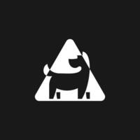 waarschuwing hond met driehoek icoon logo vector sjabloon