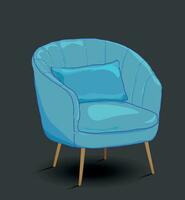 hand- getrokken blauw knus fauteuil vector