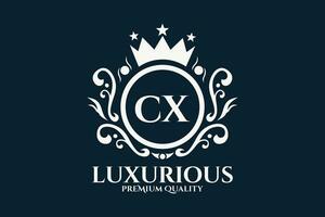 eerste brief cx Koninklijk luxe logo sjabloon in vector kunst voor luxueus branding vector illustratie.