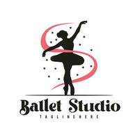 ballet logo sjabloon vector illustratie, ballerina logo ontwerp