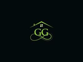 creatief gg echt landgoed logo, eerste gg logo brief icoon vector voor gebouw