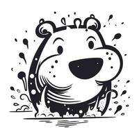 schattig tekenfilm beer met spatten van water. vector illustratie.