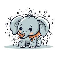 schattig tekenfilm olifant met een laten vallen van water. vector illustratie.