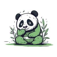 schattig panda tekenfilm vector illustratie. hand- getrokken panda beer