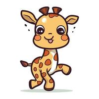 schattig tekenfilm giraffe. vector illustratie geïsoleerd Aan wit achtergrond.